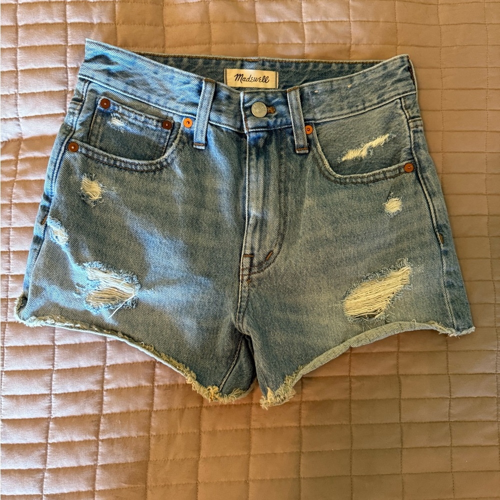 Madewell Blue Jean Shorts Distressed High-Waisted